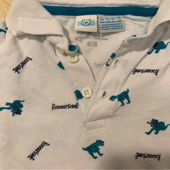 Toddler Polo Shirts 3T in White and Blue with Button Closure - Picture 8 of 11